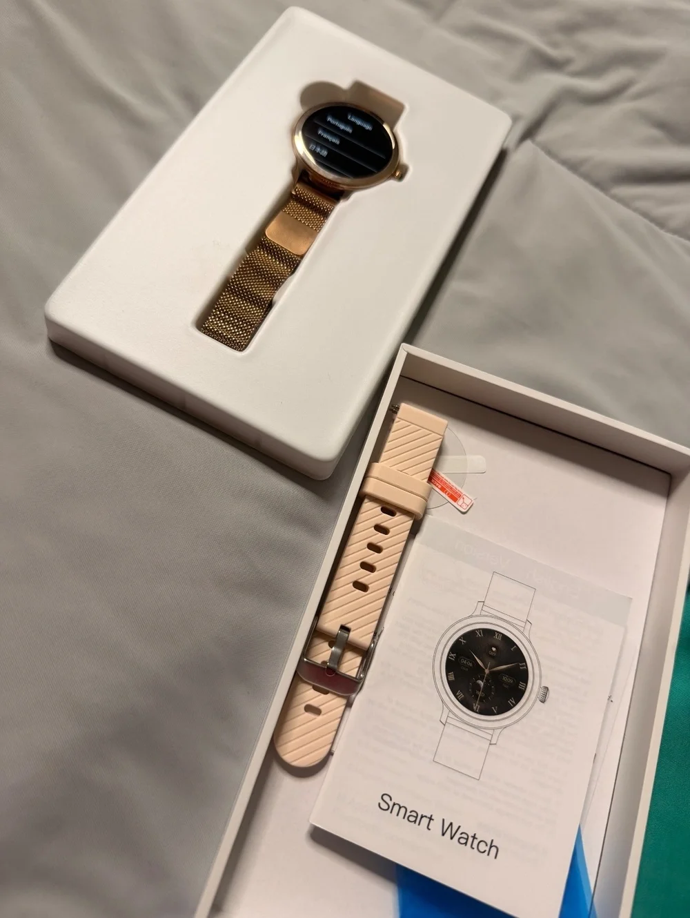 Nolina Gold Tone Smart Watch with Mesh Band and Extra Strap